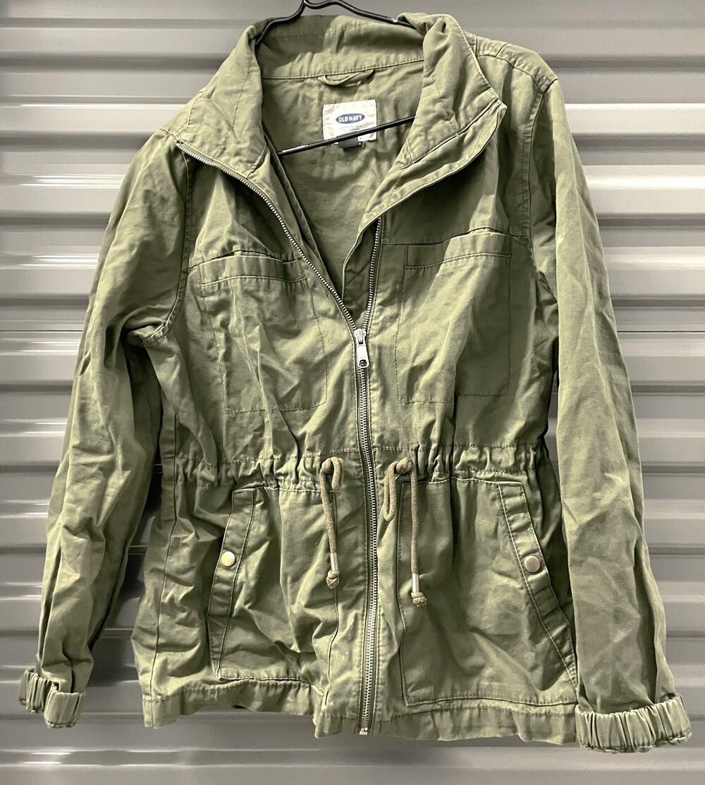 Old Navy Jacket Womens M Olive Green Utility Military Field Army Cinched Waist